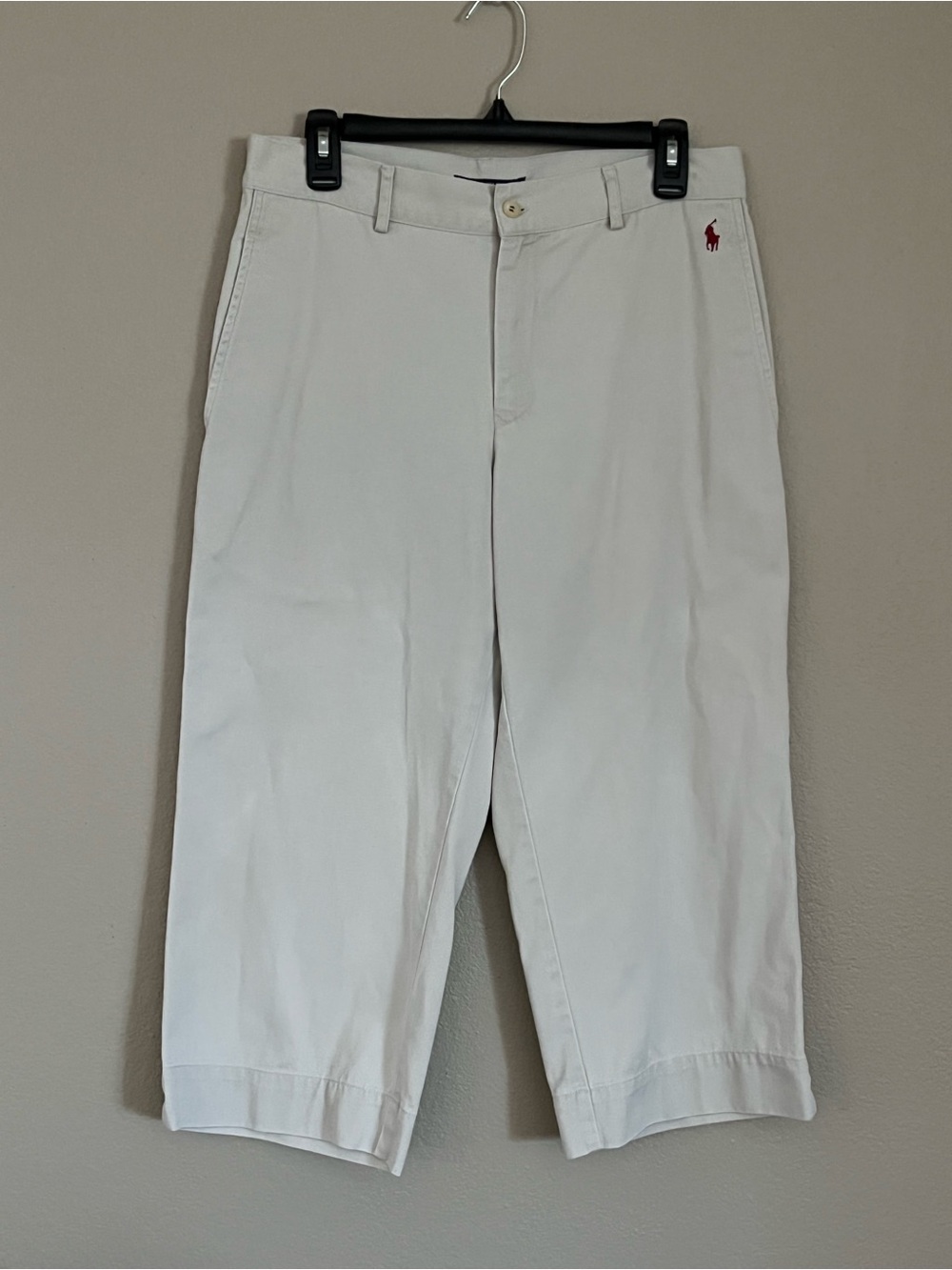 Ralph Lauren Sport Women’s Cream Cropped Chino Pants with Red Pony size 10